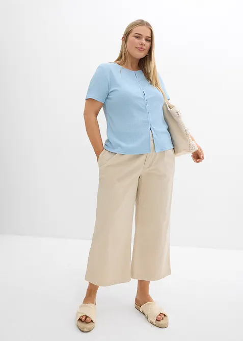 T-shirt textur&eacute; et boutonn&eacute;, bonprix