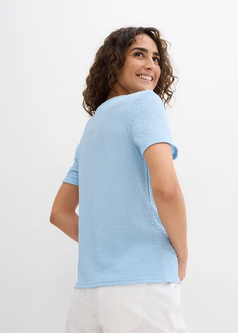 T-shirt textur&eacute; et boutonn&eacute;, bonprix