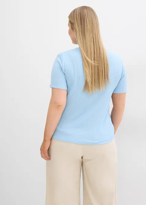 T-shirt textur&eacute; et boutonn&eacute;, bonprix