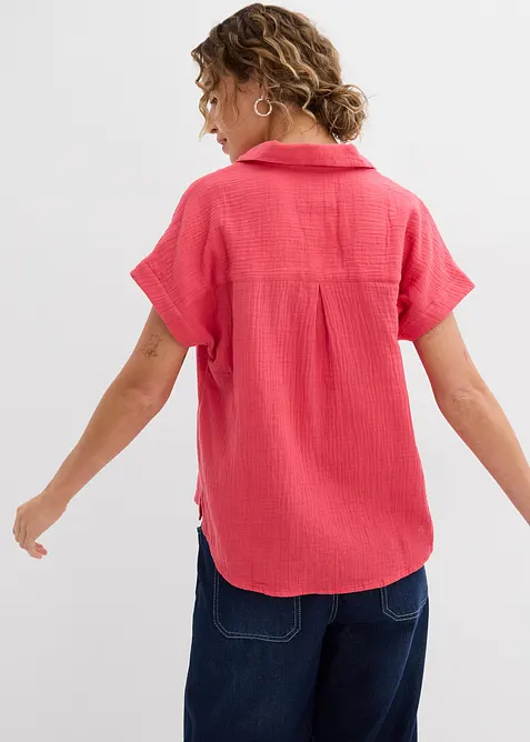 Blouse manches courtes en gaze de coton l&eacute;g&egrave;re, bonprix