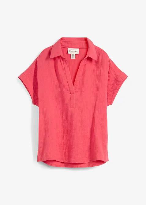 Blouse manches courtes en gaze de coton l&eacute;g&egrave;re, bonprix