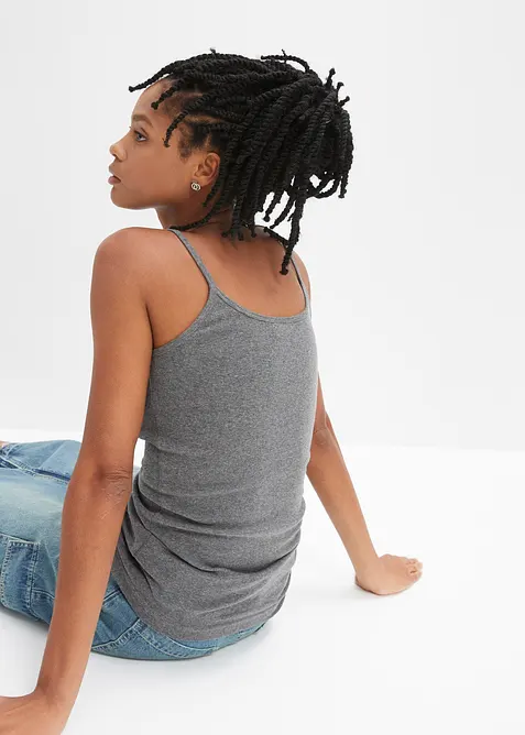 Lot de 2 tops &agrave; fines bretelles 100% coton, bonprix