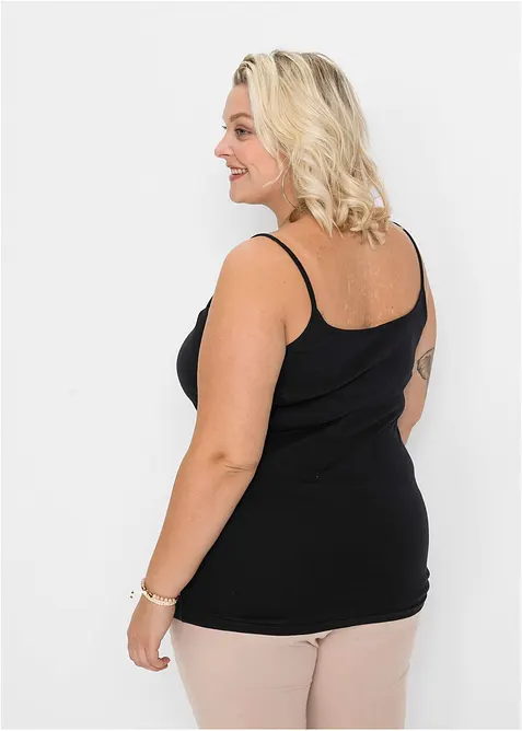 Lot de 2 tops &agrave; bretelles spaghetti 100% coton, bonprix