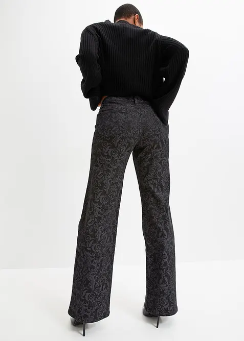 Jean large taille mi-haute &agrave; motif brillant, bonprix