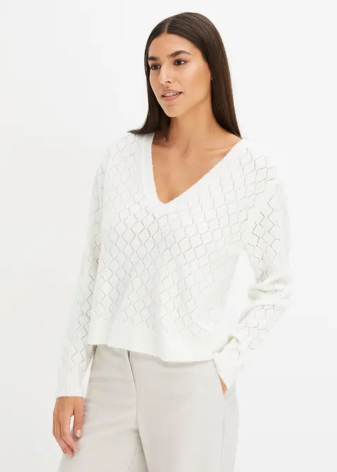 Pull en maille ajour&eacute;e, bonprix