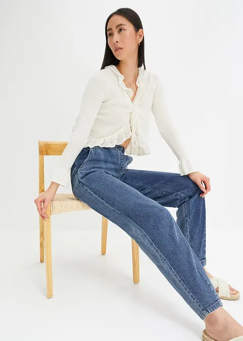 Jean barrel taille mi-haute &eacute;lastiqu&eacute;e, bonprix