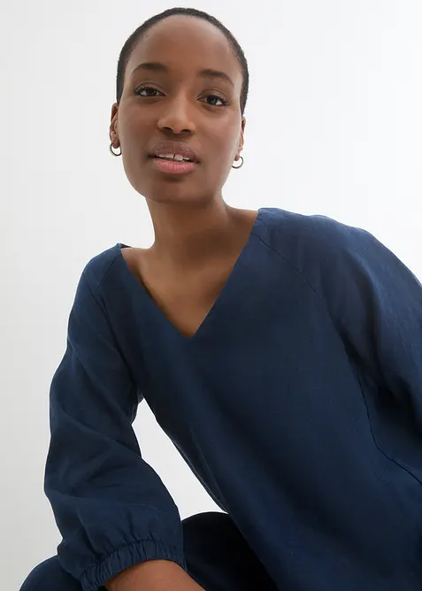 Robe 100&nbsp;% lin, manches 3/4, bonprix