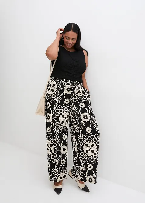 Pantalon large en viscose fluide, bonprix
