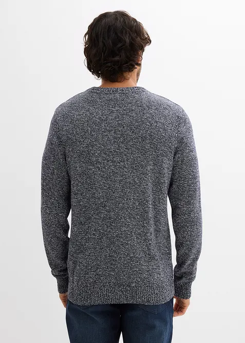 Pull col rond en coton m&eacute;lang&eacute;, bonprix