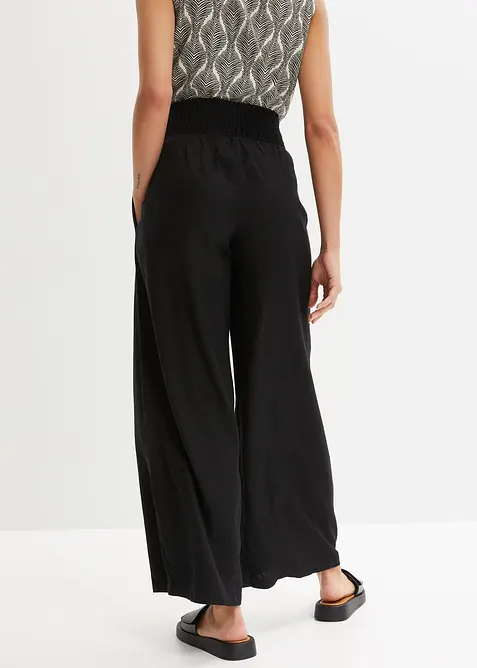 Pantalon large et l&eacute;ger &agrave; pinces en lin m&eacute;lang&eacute;, bonprix