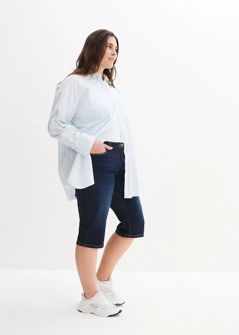 Bermuda en jean, taille mi-haute &eacute;lastiqu&eacute;e, bonprix