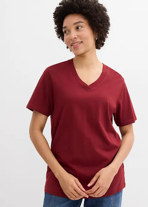 Lot de 5 T-shirts longs et amples &agrave; col V, bonprix