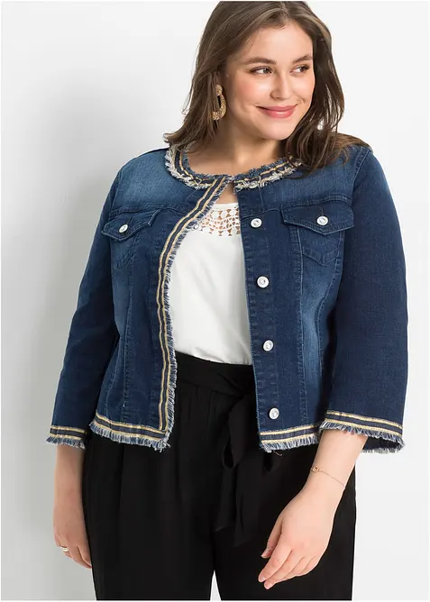 Veste en jean &agrave; franges, bonprix