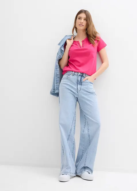 T-shirt &agrave; encolure originale, bonprix