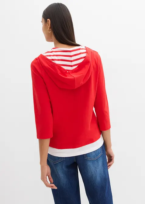 T-shirt &agrave; capuche, manches 3/4, 100% coton, bonprix