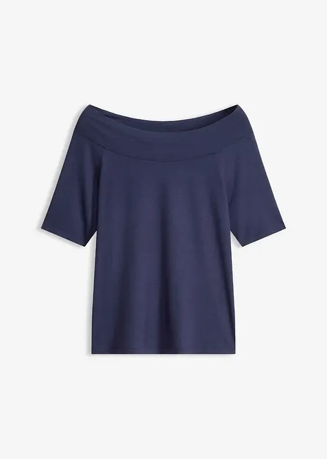 T-shirt encolure Bardot en viscose extensible, bonprix