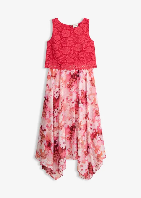 Robe en mousseline avec dentelle, bonprix