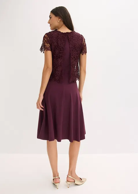 Robe midi avec empi&egrave;cement dentelle, bonprix