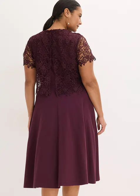 Robe midi avec empi&egrave;cement dentelle, bonprix