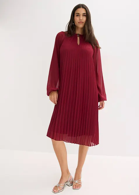 Robe courte pliss&eacute;e en mousseline, bonprix