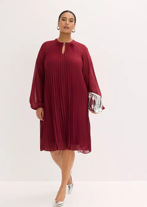 Robe courte pliss&eacute;e en mousseline, bonprix