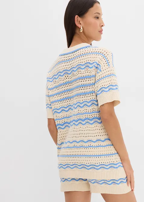 T-shirt oversize en maille l&eacute;g&egrave;re coton et lin, bonprix