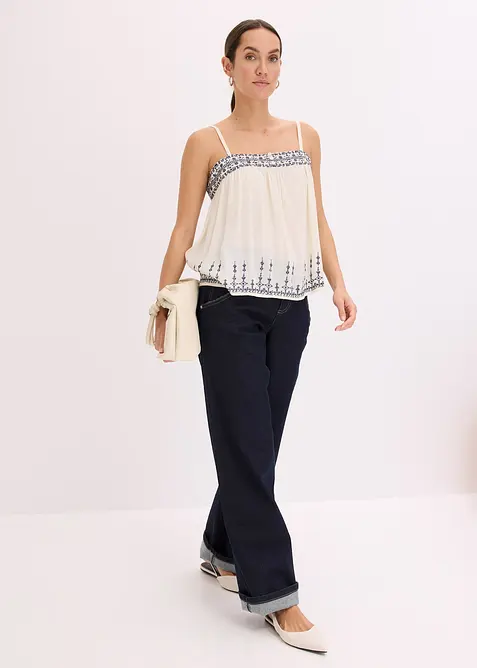 Top brod&eacute; &agrave; fines bretelles, bonprix