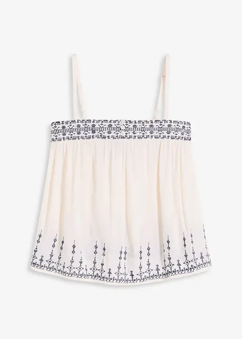 Top brod&eacute; &agrave; fines bretelles, bonprix