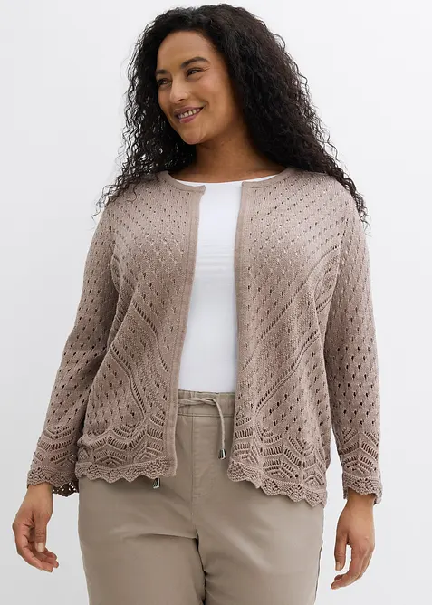 Cardigan ajour&eacute; 100% coton, bonprix