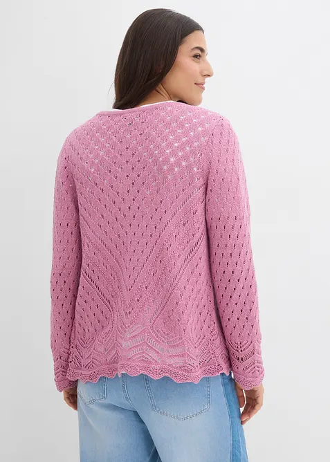 Cardigan ajour&eacute; 100% coton, bonprix