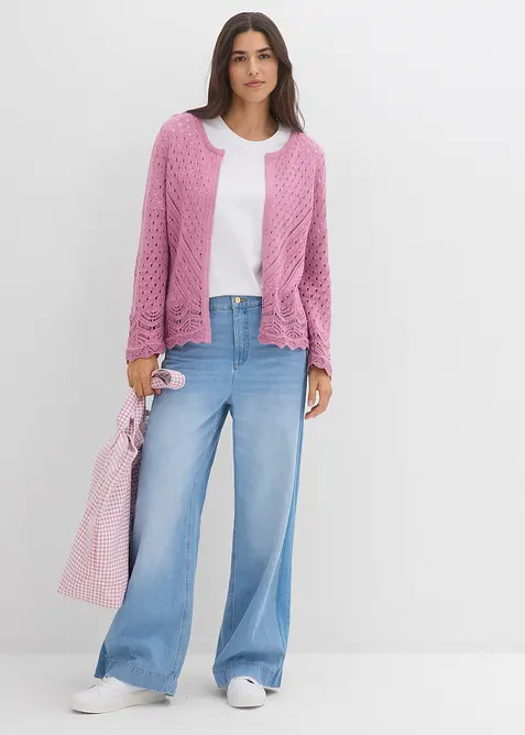 Cardigan ajour&eacute; 100% coton, bonprix