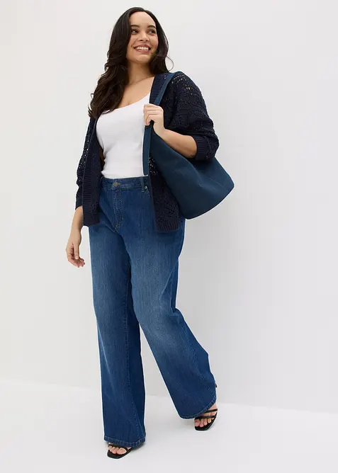 Gilet en maille ajour&eacute;e, bonprix