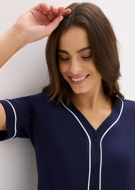 Chemise de nuit courte et boutonn&eacute;e 100% coton, bonprix