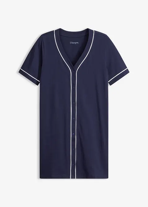 Chemise de nuit courte et boutonn&eacute;e 100% coton, bonprix