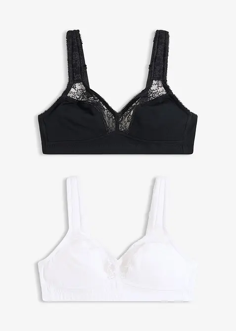 Lot de 2 soutiens-gorge minimiseurs coton sans armatures, bonprix