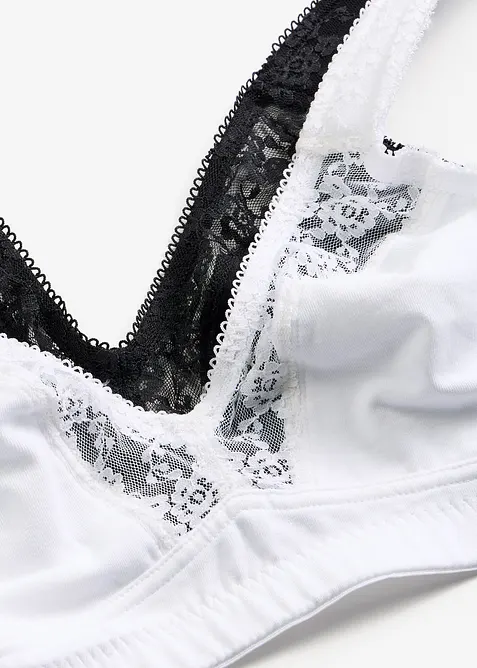 Lot de 2 soutiens-gorge minimiseurs coton sans armatures, bonprix