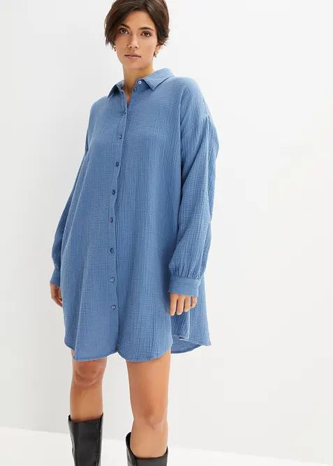 Chemisier long oversize en gaze de coton, bonprix