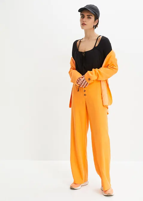 Pantalon palazzo en lin m&eacute;lang&eacute;, bonprix