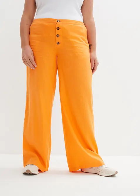 Pantalon palazzo en lin m&eacute;lang&eacute;, bonprix