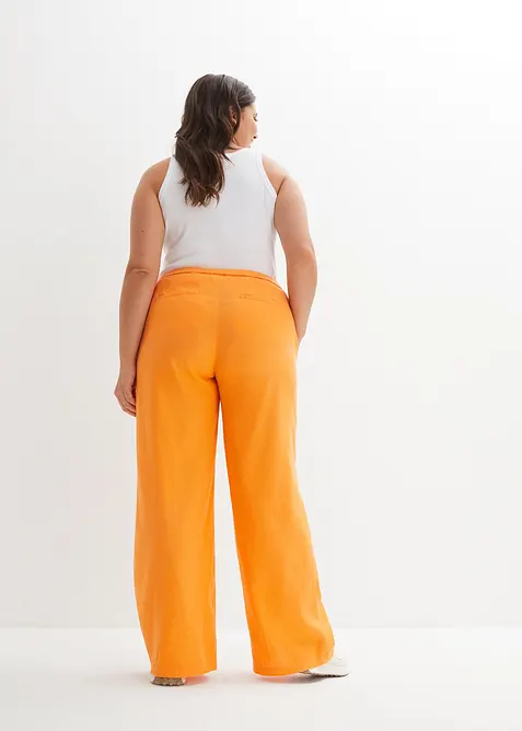 Pantalon palazzo en lin m&eacute;lang&eacute;, bonprix