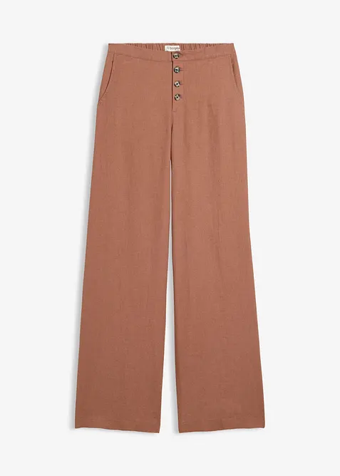 Pantalon palazzo en lin m&eacute;lang&eacute;, bonprix