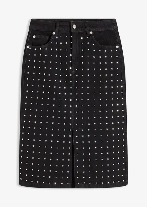 Jupe en jean avec strass, bonprix