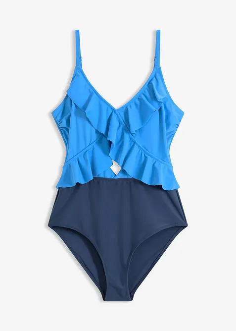 Maillot 1 pi&egrave;ce &agrave; d&eacute;coupe et volants, bonprix