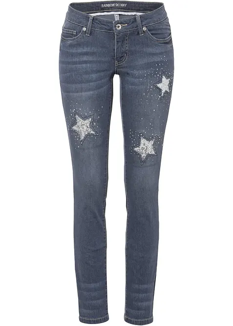 Jean skinny, taille basse, avec &eacute;toiles, bonprix