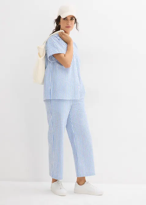 Chemisier manches courtes en seersucker, bonprix