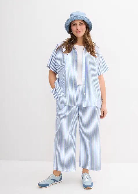 Chemisier manches courtes en seersucker, bonprix