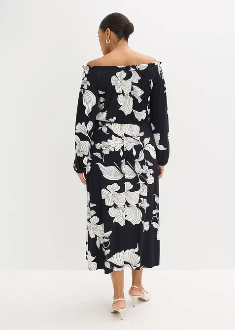 Robe &agrave; col Bardot en jersey viscose, bonprix