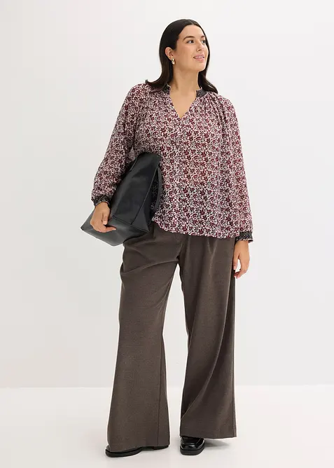 Chemisier en mousseline imprim&eacute;e avec broderies, bonprix