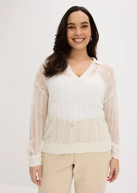 Pull ajour&eacute; doux, bonprix