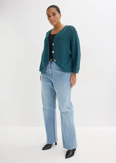 Cardigan ajour&eacute; 100% coton, bonprix